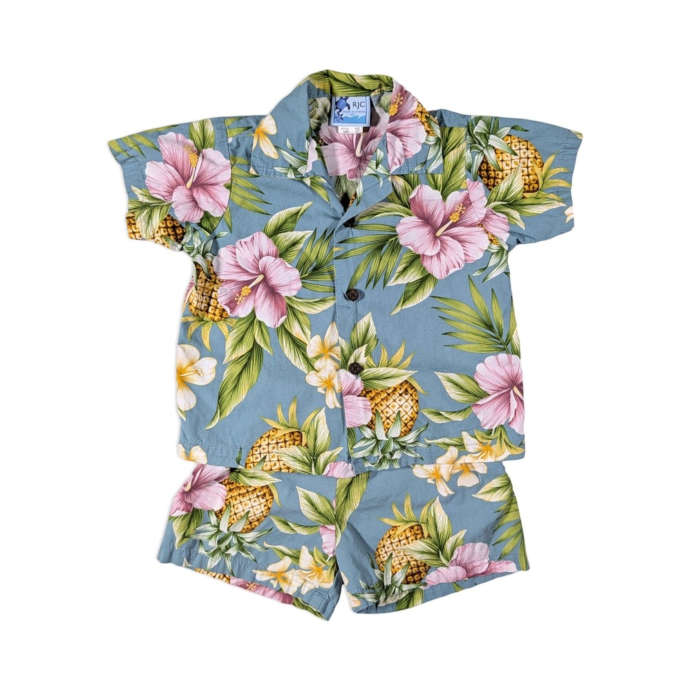 RJC 2 Piece Boy's Hawaiian Vacation Outfit - Shirt & Shorts Made In Hawaii 3T